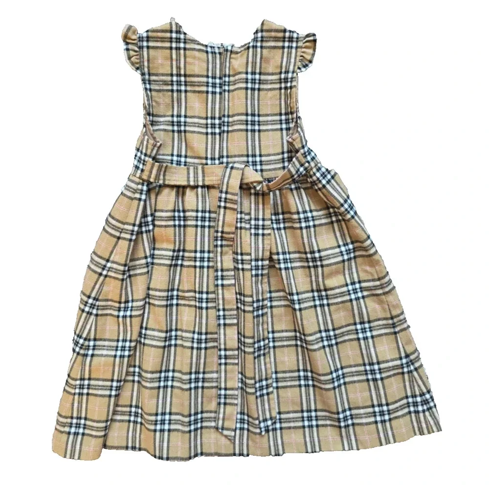 Kinloch Anderson Tartan Plaid Dress Girls 110 Smocked Lined Classic Scotland
